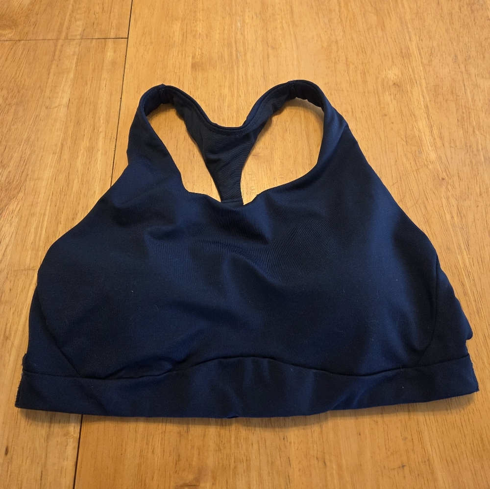 Athleta Circuit Bra Navy Blue Small 210825 Back Closure Racerback High Support